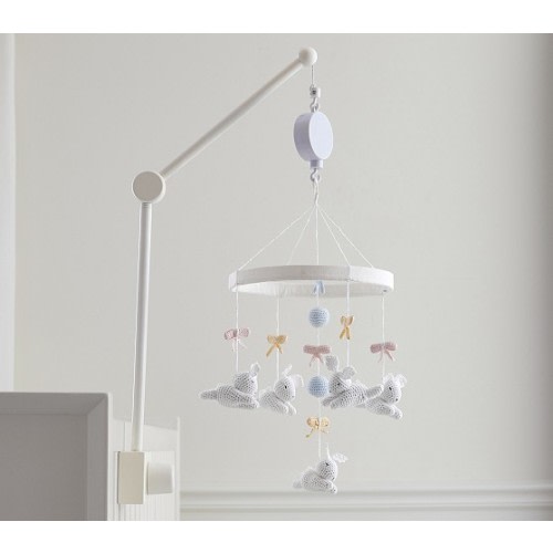 AERIN Knit Bunny Musical Baby Crib Mobile | Pottery Barn Kids