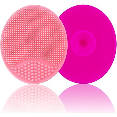 Baby Cradle Cap Brush, Baby Bath Brush, Silicone Massage Brush, Silicone Scrubbers Exfoliator Brush, Baby Skin Scrubbers Baby Essential for Dry Skin, Cradle Cap and Eczema (Large-Pink & Rose Red)