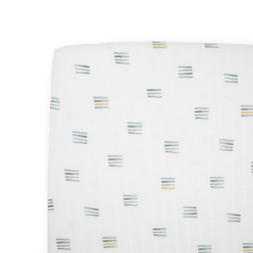 Cotton Muslin Crib Sheet - Blue Stacks