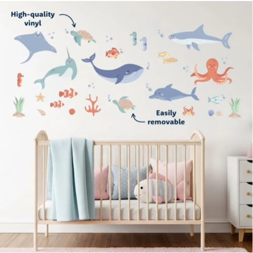 Pastel Sea Animals Wall Stickers