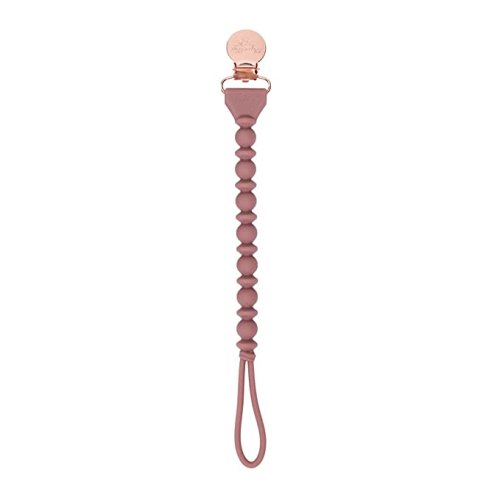 Itzy Ritzy Silicone Pacifier Clip; 100% Food Grade Silicone Pacifier Strap with Clip Keeps Pacifiers, Teethers & Small Toys in Place; Features One-Piece Design & Silicone Cord (Rosewood)