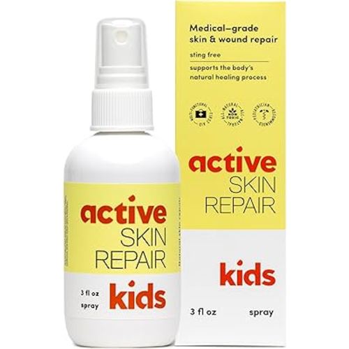 Active Skin Repair Kids First Aid Spray - Non-Toxic & Natural Antiseptic for Minor Cuts, Wounds, Scrapes, Rashes, Sunburns, and Other Irritations (3oz Spray)