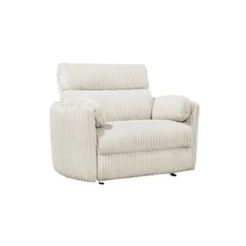 Rayna Ivory Nursery 53" Power Gliding Oversized Channeled Cuddler Recliner With USB | Living Spaces