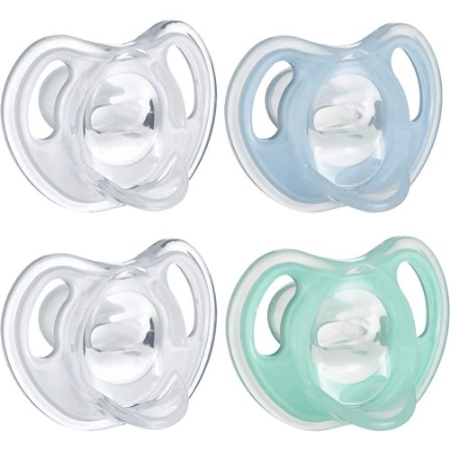 Tommee Tippee Ultra-Light Silicone Pacifier, Symmetrical One-Piece Design, BPA-Free Silicone Binkies, 0-6m, 4-Count