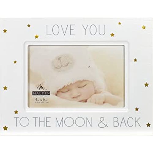 Malden International Designs Baby Memories Love You To Wood With Gold Foil Accents Picture Frame, 4x6, White