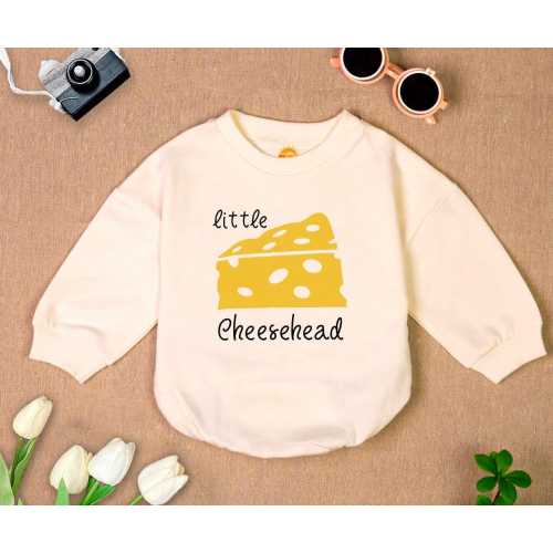 Little Cheesehead Romper Sweatshirt, Little Cheese Curd Baby Bodysuit, Football Season Baby, Gender Neutral Baby Gift, Baby Shower Gift