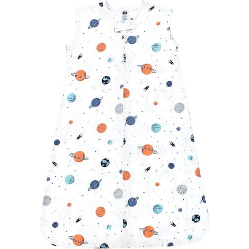Hudson Baby Unisex Baby Cotton Sleeveless Wearable Sleeping Bag, Sack, Blanket, Space, 6-12 Months
