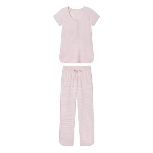 LAKE Pima Maternity Short-Long Set in English Rose Stripe