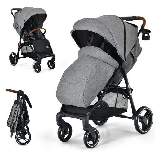 5-Point Harness Lightweight Infant Stroller With Foot Cover and Adjustable Backrest-Gray