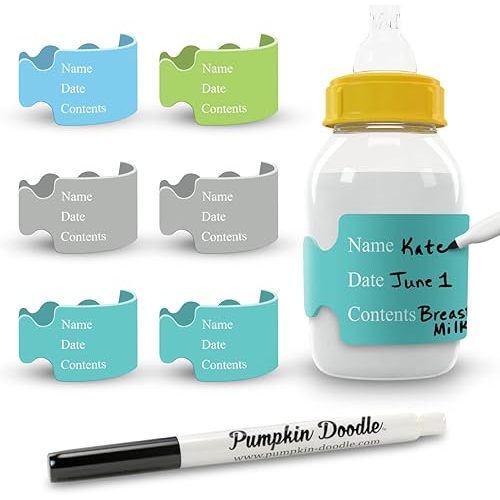 Pumpkin Doodle The Original Write and Reuse Baby Bottle Labels for Daycare