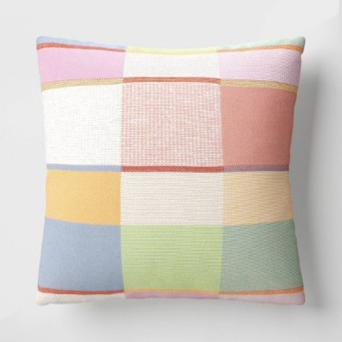 Square Color Block Woven Cotton Throw Pillow - Room Essentials™: Jacquard Design, Indoor Decor, Polyester Fill