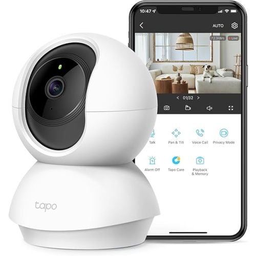 TP-Link Tapo 2K Pan/Tilt Security Camera for Baby Monitor, Pet Camera w/ Motion Detection and Tracking, 2-Way Audio, Night Vision, Cloud & SD Card Storage, Works w/ Alexa & Google Home (Tapo C210)