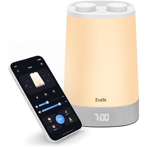 Evaife Sound Machine,Sound Machine Baby, White Noise Machine, Noise Machine and Alarm Clock, Sound Machine for Sleeping, App Control, Sleep Trainer, Nursery Night Light, Kids Toddlers Adults