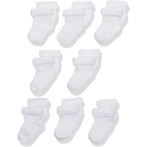 Gerber Unisex Baby 8-Pair Wiggle-Proof Sock - 6-9 Months - White