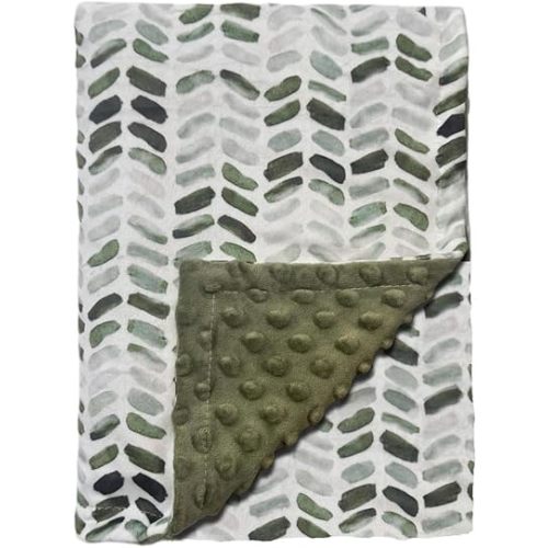 Baby Blanket for Boys Girls Double Layer Soft Plush Minky Blanket with Dotted Backing, Toddler Baby Newborn Blanket Shower Gifts (Green Leaves, 30 X 40 inch)