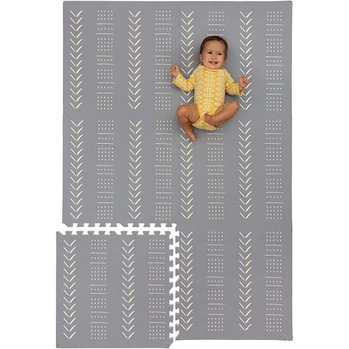 CHILDLIKE BEHAVIOR Baby Play Mat - Play Pen Tummy Time Mat & Crawling Mat Foam Play Mat for Baby with Interlocking Floor Tiles 72x48 Inches Puzzle - Baby Floor Mat Infants & Toddlers (X-Large, Grey)