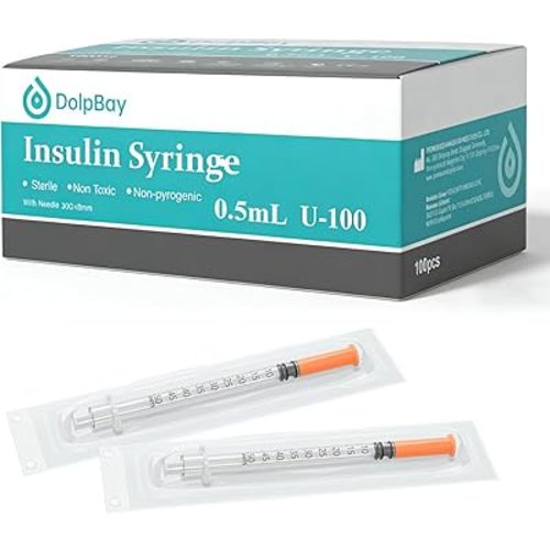 U-100 0.5cc 30g 5/16 Inch Syringe, Individually Packed, Pack 100.