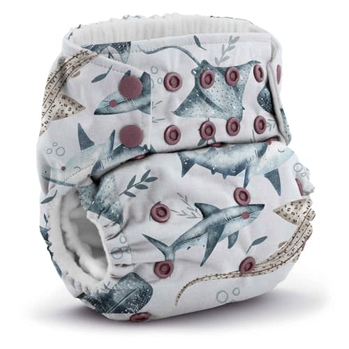 Kanga Care Rumparooz G3 Stay Dry Cloth Diaper Reusable One Size Pocket Diaper Patented Inner Double Gusset 2 pcs Microfiber Insert Soaker (6-55+ lbs) - Chomp