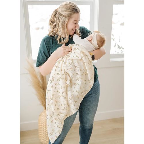Konssy 3 Pack Muslin Swaddle Blankets for Unisex, Newborn Receiving Blanket, Large 47 x 47 inches, Soft Breathable Muslin Baby Swaddles for Boys & Girls - Floral