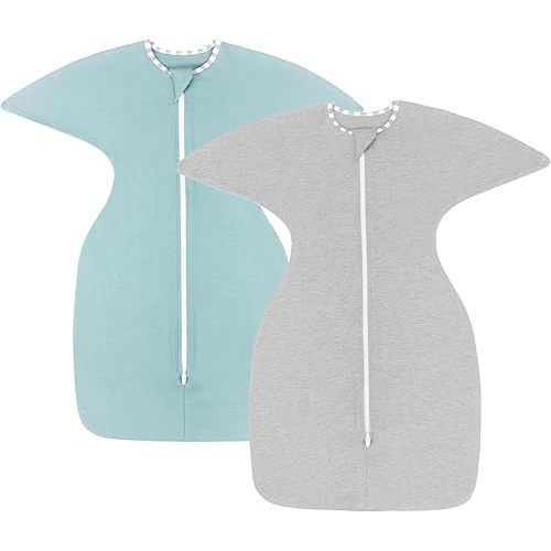 PuppyPaws Baby Sleep Sack 2-Pack Set, Transitional Swaddle, Sleep Sack 3-6 Months, Wearable Blanket Baby with 2-Way Zipper Summer, 95% Rayon derived from Bamboo, 5% Spandex