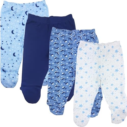 123 Bear 100% Cotton Baby Pants/Leggings with Footies 100% Cotton Unisex Boys Girls