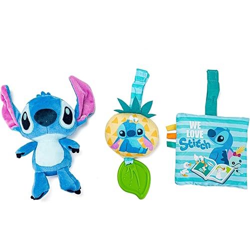 KIDS PREFERRED Disney Lilo & Stitch - Stitch 3 Piece Gift Set with Stuffed Animal Stitch Plush and Activity Toys for Babies and Toddlers