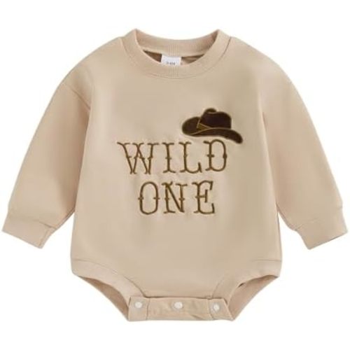 Baby Boy First Birthday Outfit Wild One Onesie Cowboy Hat Long Sleeve Bubble Romper 1st Birthday Outfit Fall Clothes