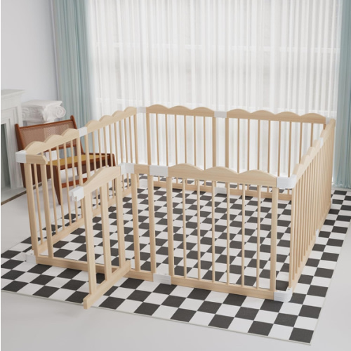 Baby Playpen, Wooden Playpen for Babies and Toddlers, Large Adjustable Wooden Baby Playard with Locking Gate, Easy to Assemble, Portable Play Pen, Infant Play Pen Play Area(47x62x24 Inch)