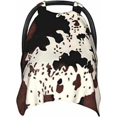 Cow Print Western Cute Baby Car Seat Canopy for Babies Multi-use Blankets Boys Girls, Minky Nursing Breastfeeding Stroller Cover Canopies Newborn