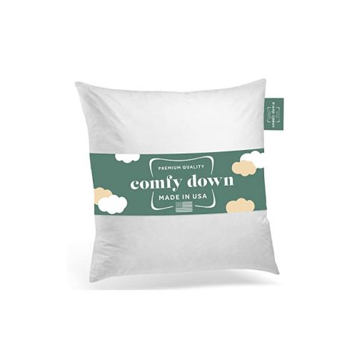 ComfyDown Premium 95/5 Feather Down Square Pillow Insert 100% Cotton Cover 233