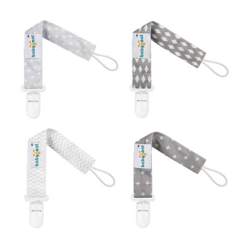 babygoal Baby Neutral Pacifier Clips, 4 Pack Binky Paci Holder and Leash Fits for Most Pacifier and Binkies