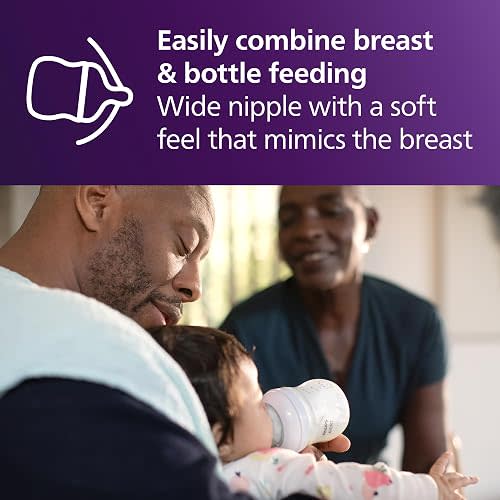 Philips Avent Natural Baby Bottles with Natural Response Nipples (Fast Flow, Flow 4), 11oz, 2-Pack, SCY906/02