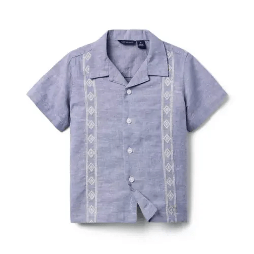 Boy Rainy Blue The Embroidered Cabana Shirt by Janie and Jack