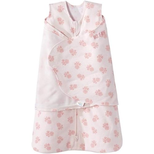 HALO 100% Cotton Sleepsack Swaddle, 3-Way Adjustable Wearable Blanket, TOG 1.5, Watercolor Rose Toss Blush, Small, 3-6 Months