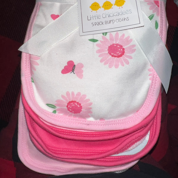 5Pk burp cloths - pink