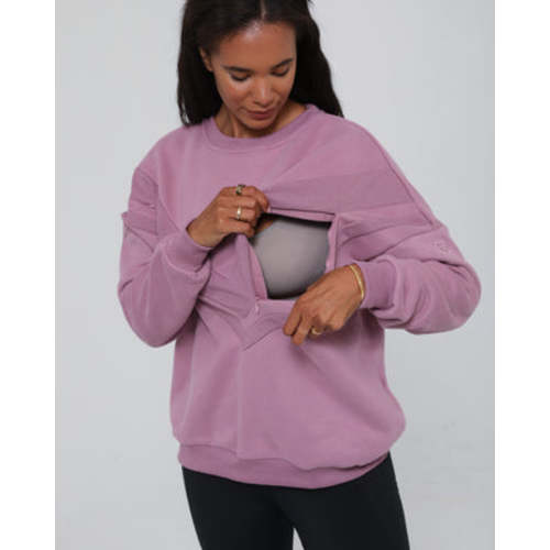 Isabella Oversized Nursing & Pregnancy Sweatshirt (Lavender Smoke) – Sweat and Milk LLC