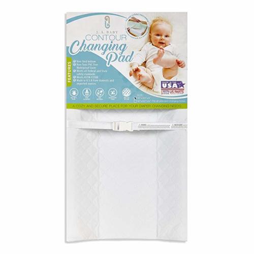 LA Baby Contoured Waterproof Diaper Changing Pad, 32" with Easy to Clean Quilted Cover - Made in USA. Non-Skid Bottom, Safety Strap, Fits All Standard Changing Tables/Dresser Tops - 32 Inch