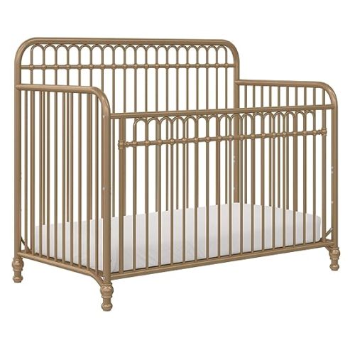 Little Seeds Ivy 3-in-1 Convertible Metal Crib, Gold