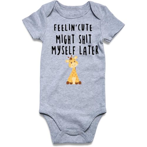 Funnycokid Baby Boys Girls Bodysuit Funny Newborn Romper Short Sleeve Infant Neutral Outfits Jumpsuit 0-12 Months