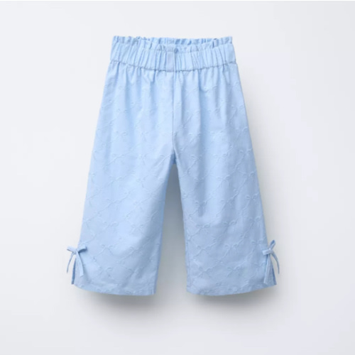 EMBROIDERED BOW PANTS - Sky blue | ZARA United States
