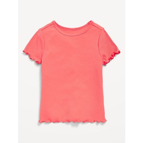 Printed Short-Sleeve Lettuce-Edge T-Shirt for Toddler Girls