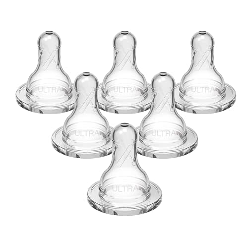 Dr. Brown's Ultra-Preemie Narrow Baby Bottle Nipple, Specialty Extra Slow Flow Rate, 100% Silicone Bottle Nipple, BPA Free, 0m+, 6 Pack