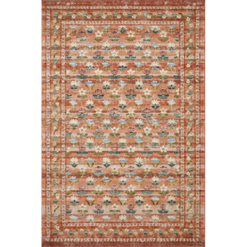 Rifle Paper Co. x Loloi Courtyard Terracotta Area Rug feat. CloudPile