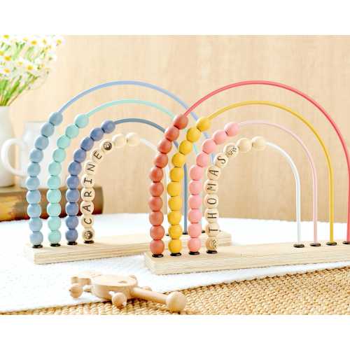 Personalized Montessori Abacus, Custom Engraved Wooden Rainbow Abacus, Toddler Gift, Baby Shower & 1st Birthday Gift