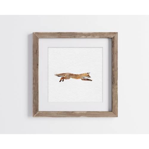 Fox Original Watercolor Premium Print, Minimalist Fox Wall Art, Fox Watercolor Print, Fox Nursery Art, Woodland Fox Watercolor