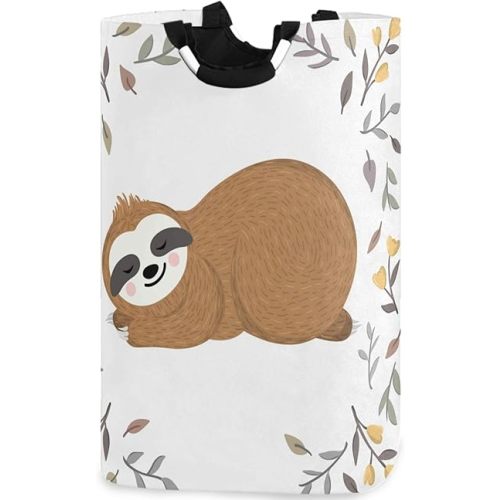 visesunny Cute Baby Sloth Animal Large Capacity Laundry Hamper Basket Water-Resistant Oxford Cloth Storage Baskets for Bedroom, Bathroom, Dorm, Kids Room