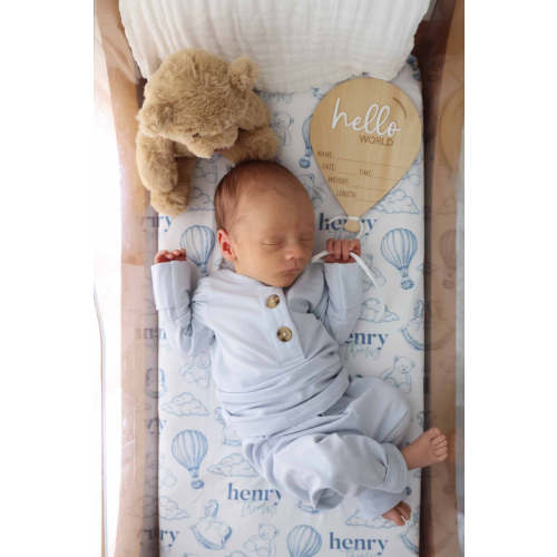 Birth Stats Wood Announcement | Hello World Balloon