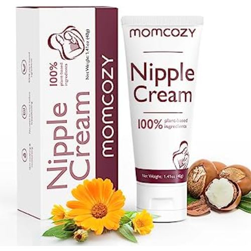 Momcozy Nipple Cream Safe for Breastfeeding, Plant-Based Ingredients, Lanolin-Free Nipple Balm, Soothing Cream, Breastfeeding Essentials for Nursing & Pumping Moms, 1.41 oz