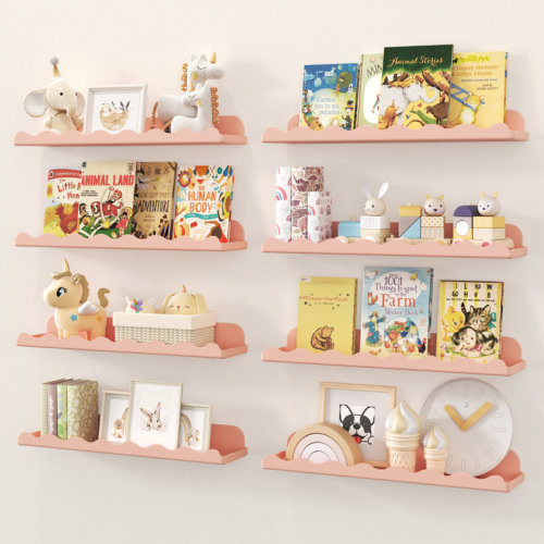 Ebern Designs Plastic Kids Bookshelf 8 Pack, 15" Floating Shelves For Wall Mounted, Clouds Nursery Book Toy Hanging Racks For Baby/toddler/children In Bedroom, Living Room Decor | Wayfair