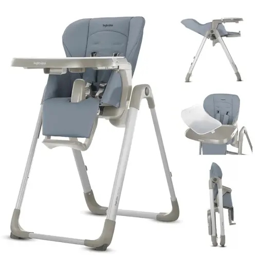 Inglesina My time Highchair, Sugar - Adjustable High Chair for Babies & Toddlers, 4 Height & 3 Recline Settings, Collapsible, Tool-Free Assembly, BPA Free, Removable Tray for Easy Cleaning